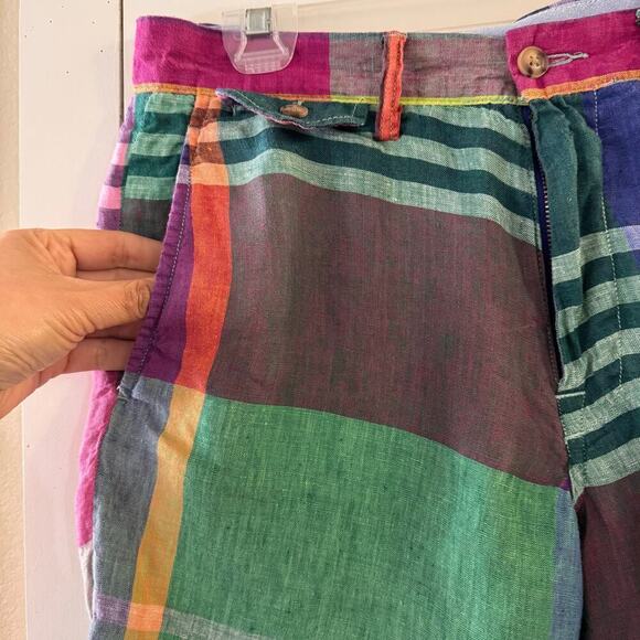 Polo Ralph Lauren Classic Fit Men’s Linen Plaid Short Multicolored Preppy Sz 28 - Picture 3 of 7